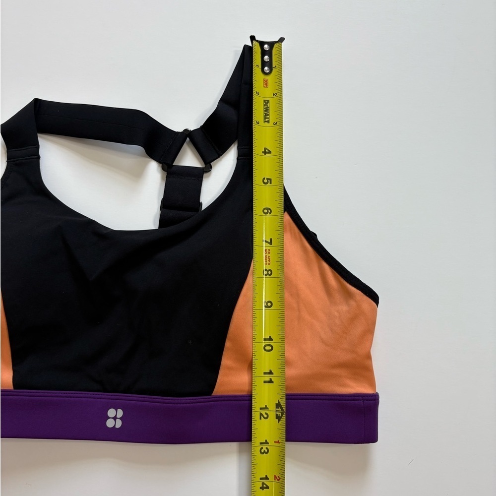Sweaty Betty Colorblock Black Purple Orange Sports Bra Size Medium Padded - Picture 5 of 6